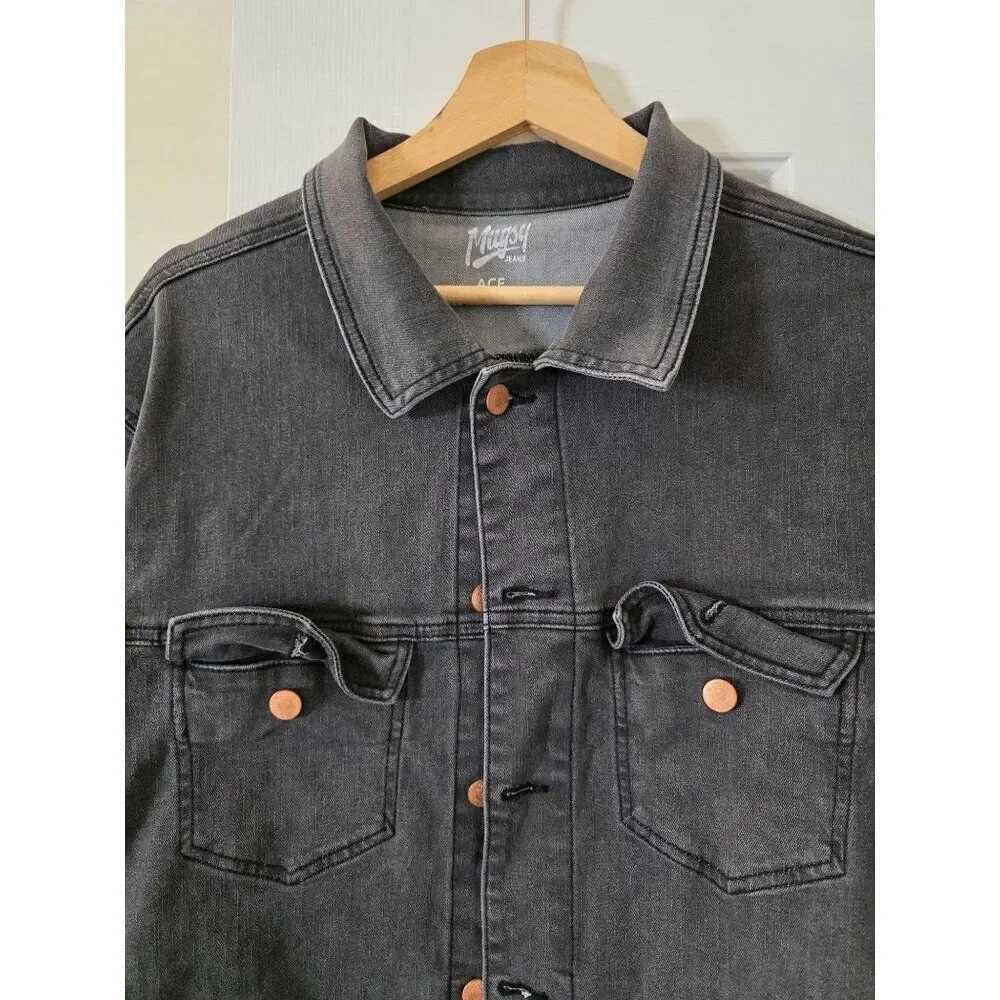 Mugsy Jeans Denim Jacket ACES Dark Grey XXL NWOT